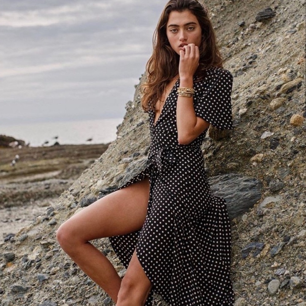 Anthropologie NWOT Polka Dot Wrap Midi Dress